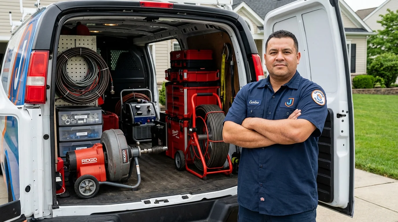 Professional drain cleaning equipment and Johns Plumbing LLC plumber in Apollo