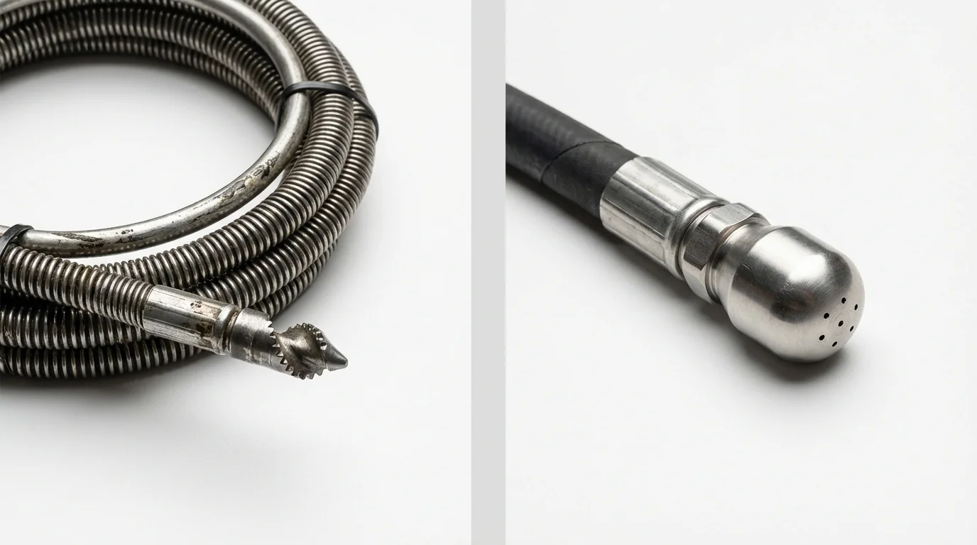 Drain snake cable and hydro jetting nozzle used for drain cleaning in Apollo, PA