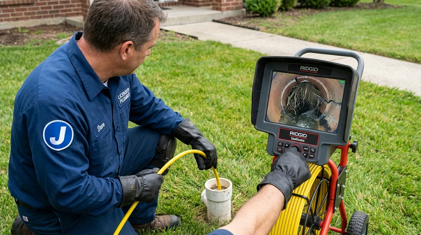 Sewer camera inspection being performed by Johns Plumbing LLC in Apollo