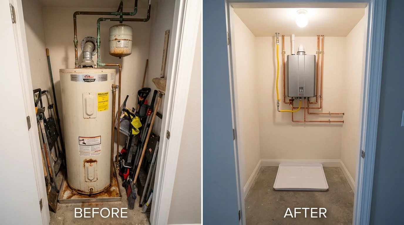 Tank water heater versus wall-mounted tankless unit comparison for Apollo, PA homeowners
